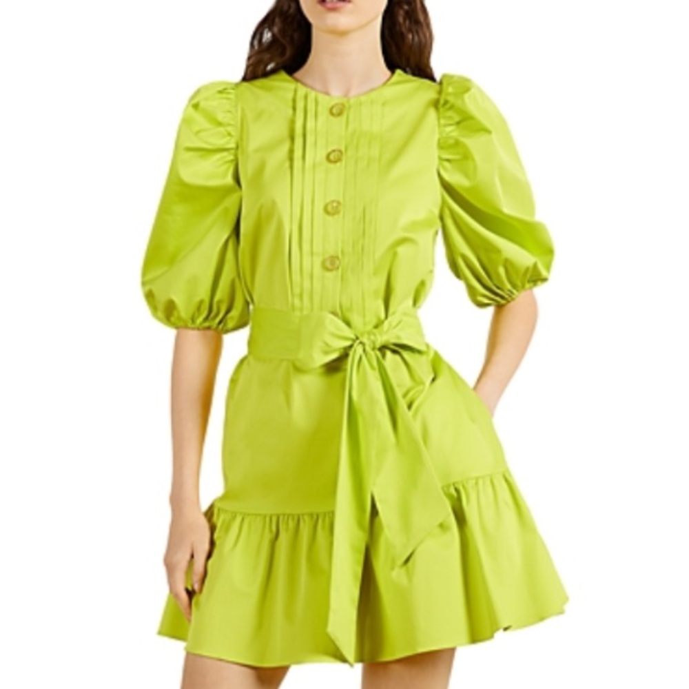 Ted Baker Sofia Ruffle Mini Dress Bright Green Size 4 - Picture 1 of 16